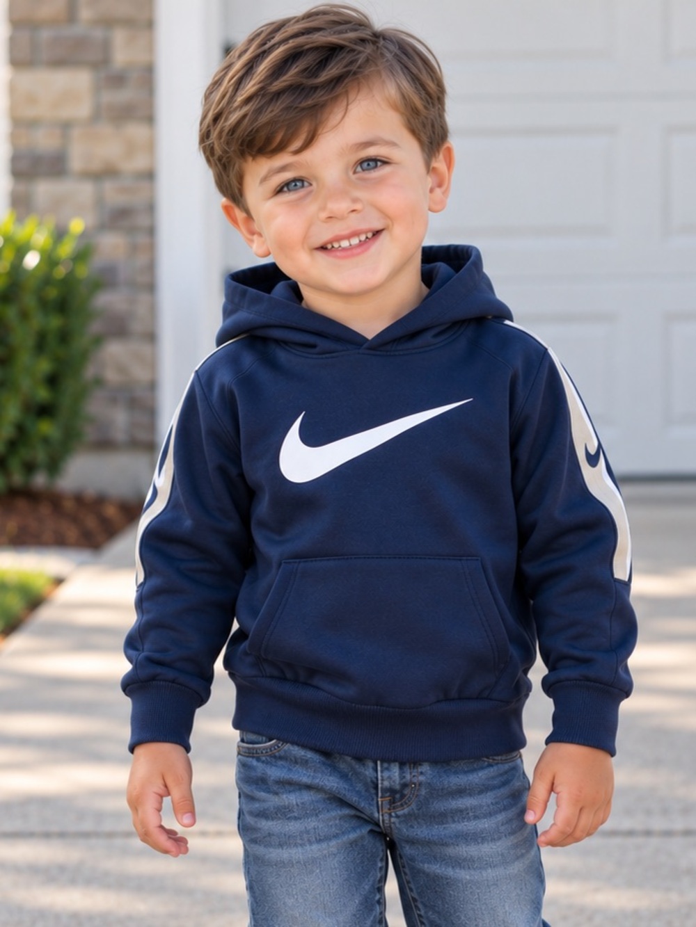 Nike Navy Blue Hooded Sweatshirt DRI-FIT Boys Size 3T